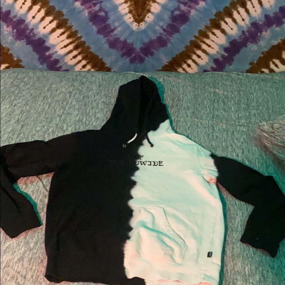 Huf worldwide black and white hoodie
